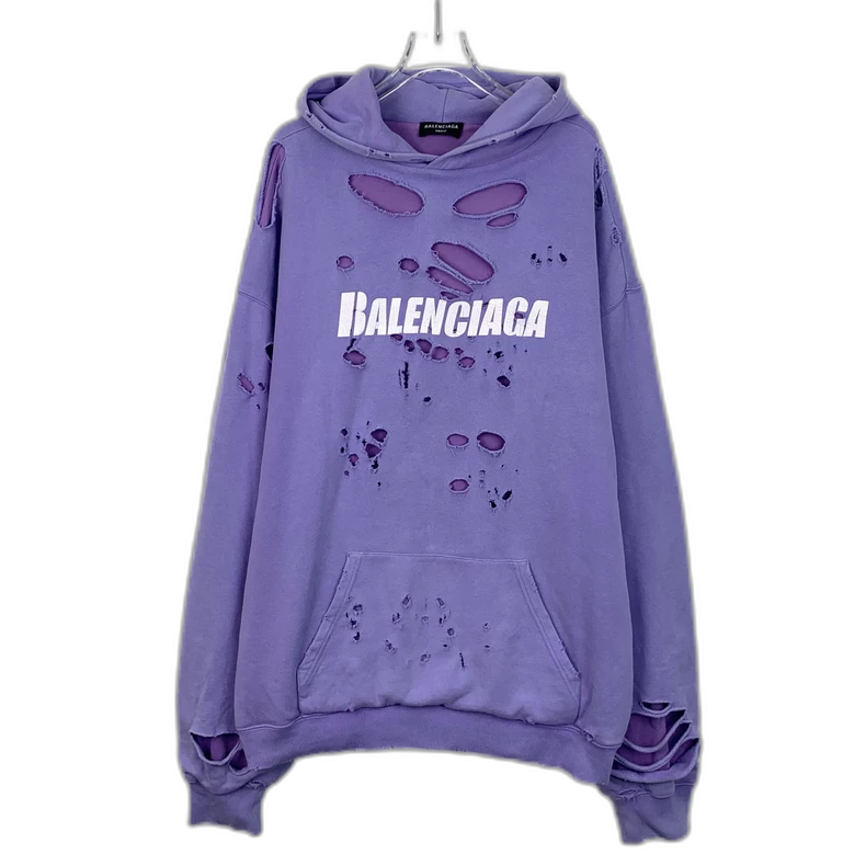 Purple Balenciaga Logo Print Hoodie
