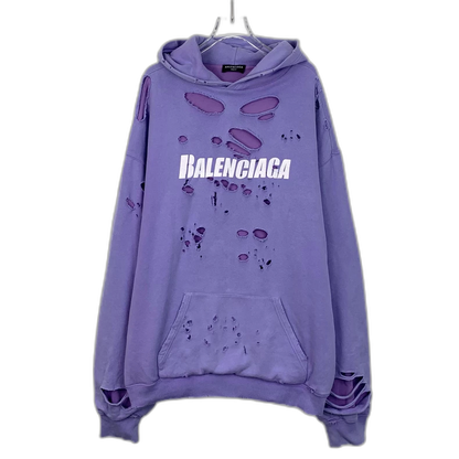 Purple Balenciaga Logo Print Hoodie