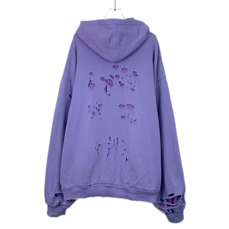 Purple Balenciaga Logo Print Hoodie