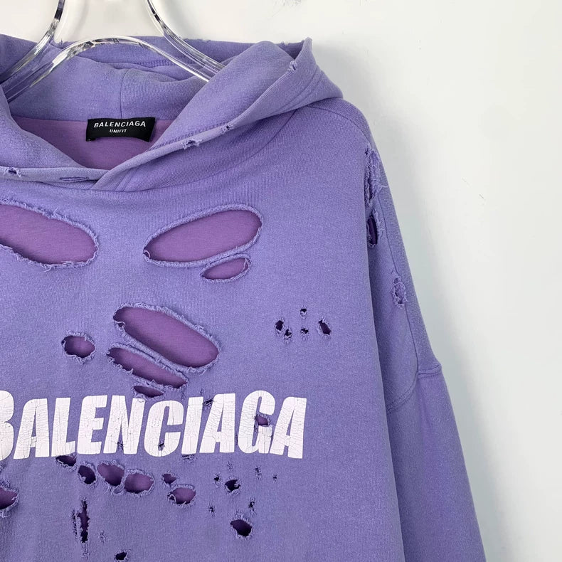 Purple Balenciaga Logo Print Hoodie