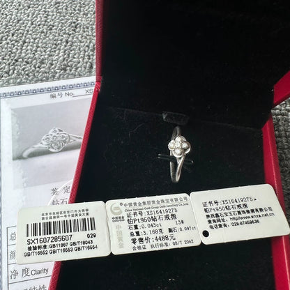 Platinum Diamond Ring with Box and Certification