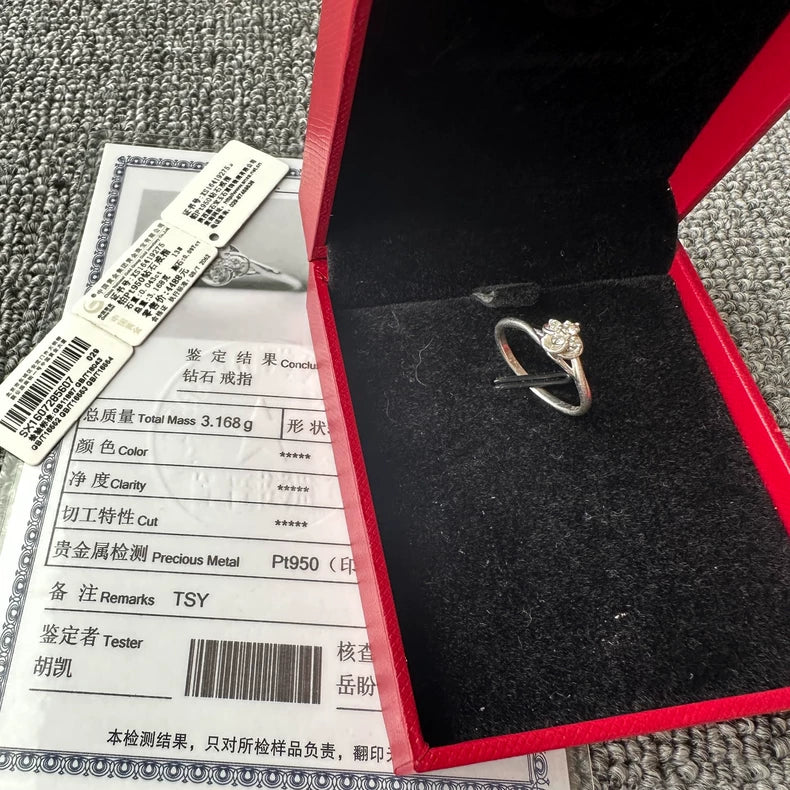 Platinum Diamond Ring with Box and Certification