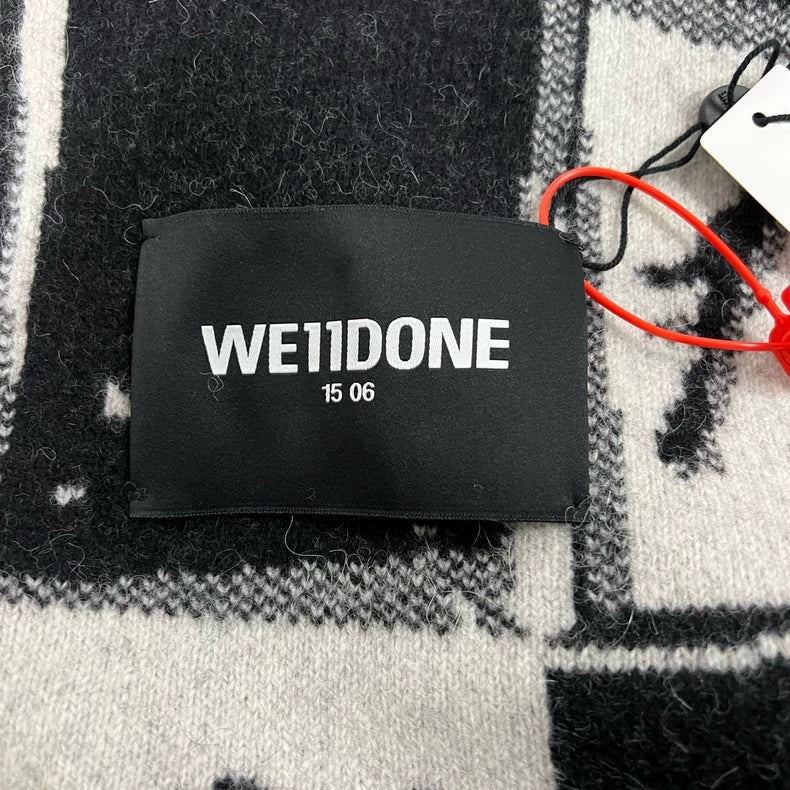 We11done Wool Scarf with Checker Print