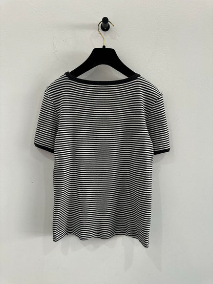 Celine Black and White Striped Anchor Tee