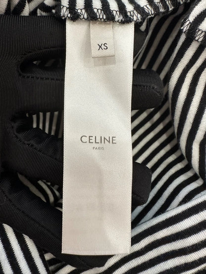 Celine Black and White Striped Anchor Tee