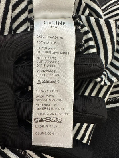 Celine Black and White Striped Anchor Tee