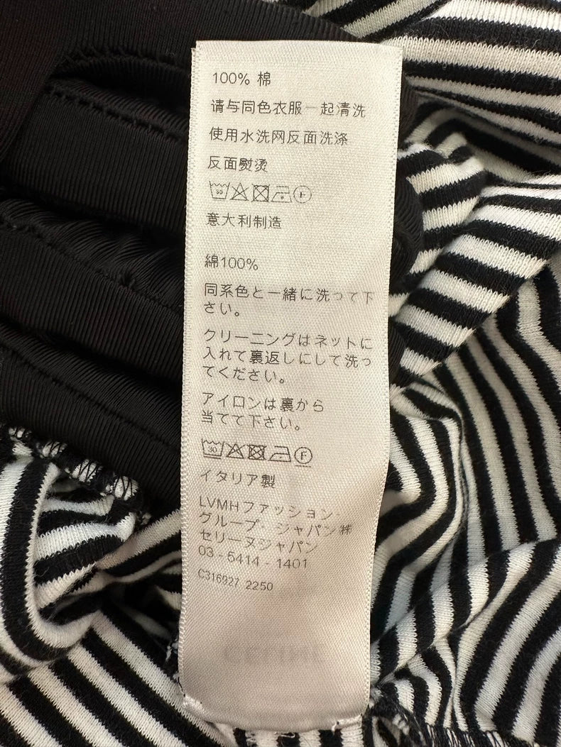 Celine Black and White Striped Anchor Tee