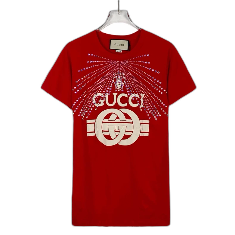 Gucci Red Logo Print Short Sleeve T-Shirt