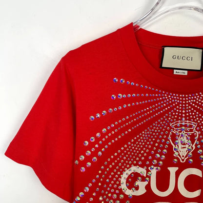 Gucci Red Logo Print Short Sleeve T-Shirt