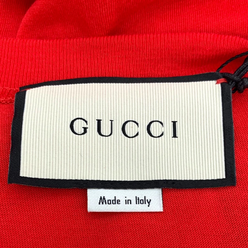 Gucci Red Logo Print Short Sleeve T-Shirt