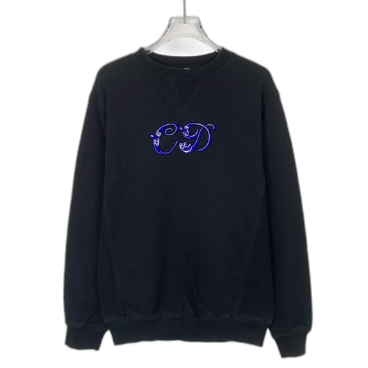 Black Dior Logo Embroidered Long Sleeve Sweatshirt