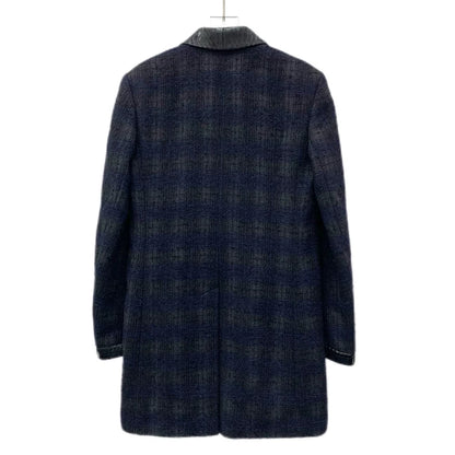 Chanel Black Plaid Wool Long Coat