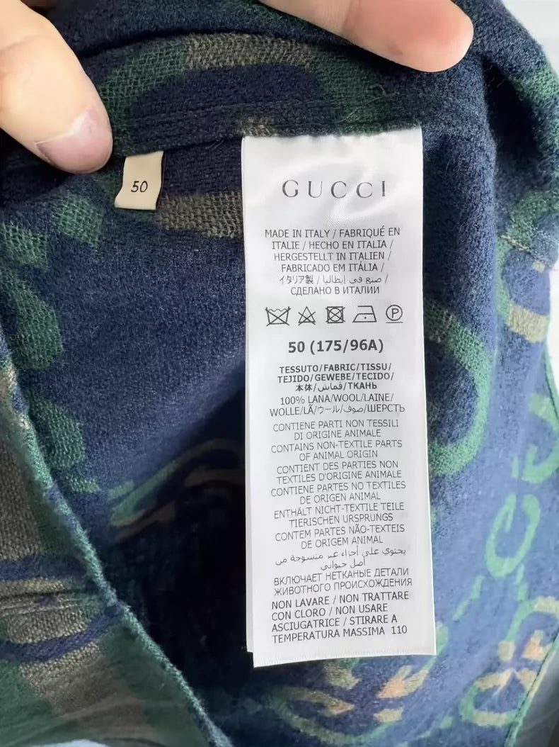 Gucci Green GG Check Wool Shirt