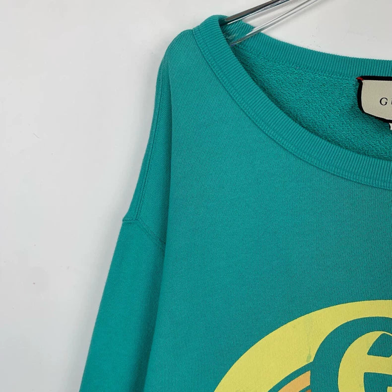 Gucci Logo Print Cotton Long Sleeve Sweatshirt