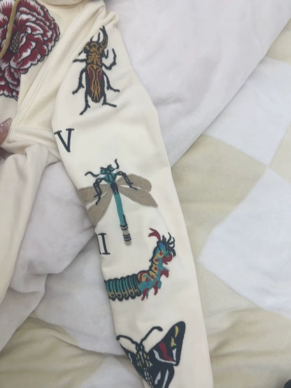 Gucci Embroidered Hoodie in Cream Color