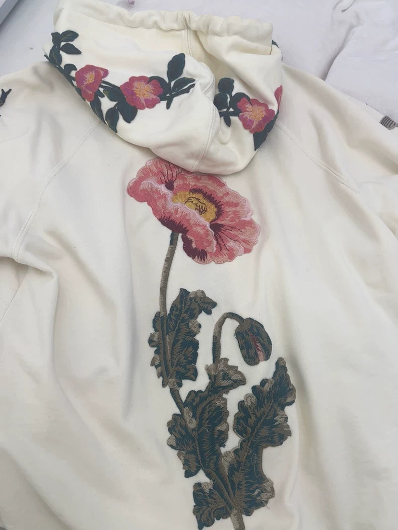 Gucci Embroidered Hoodie in Cream Color