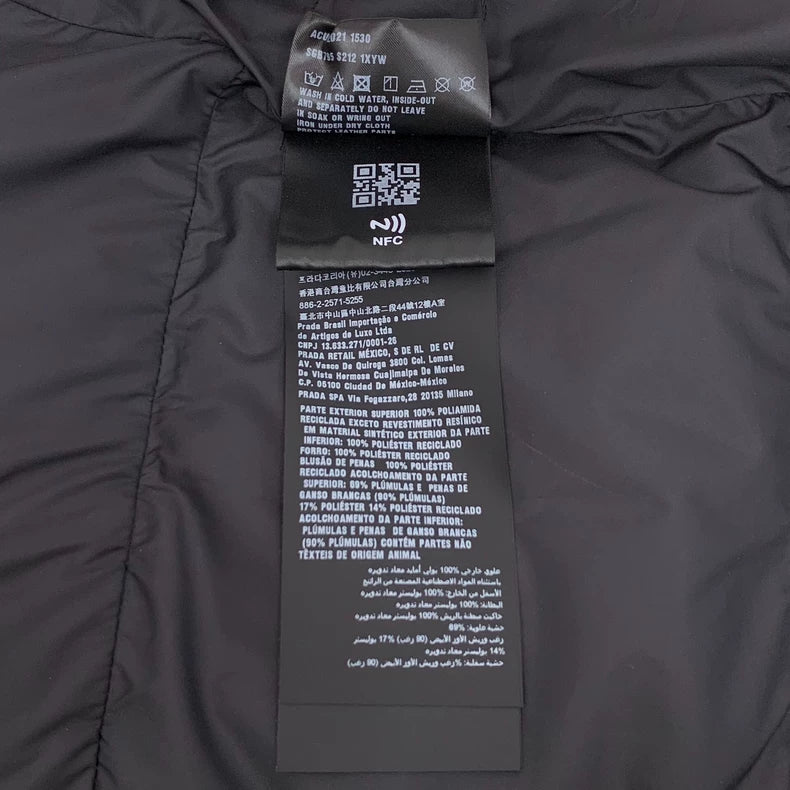 Prada Black Puffer Jacket with Logo