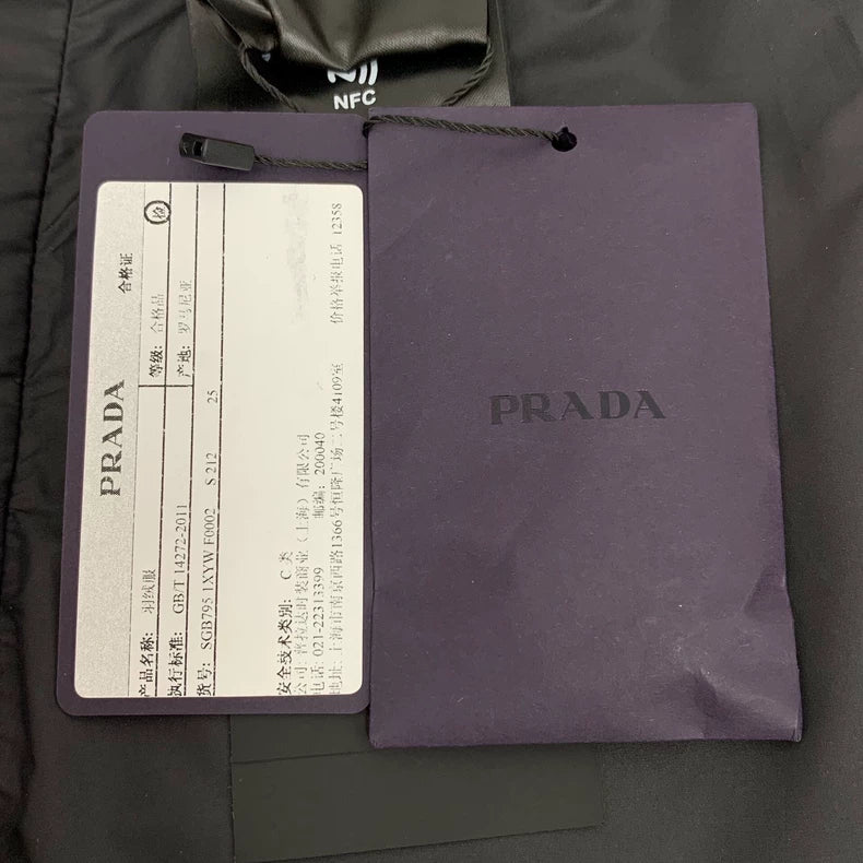 Prada Black Puffer Jacket with Logo