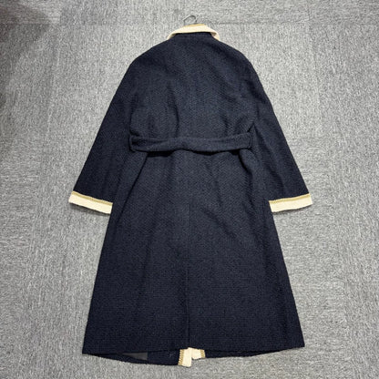 Gucci Navy Wool Blend Robe Coat-zp
