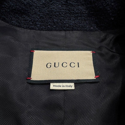 Gucci Navy Wool Blend Robe Coat-zp