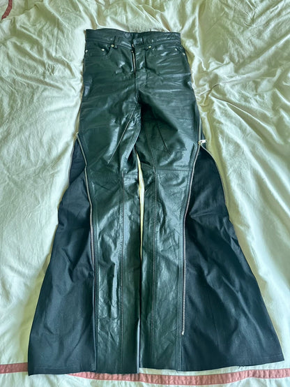 Rick Owens Leather Flared Zip Pants