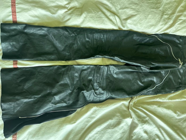 Rick Owens Leather Flared Zip Pants