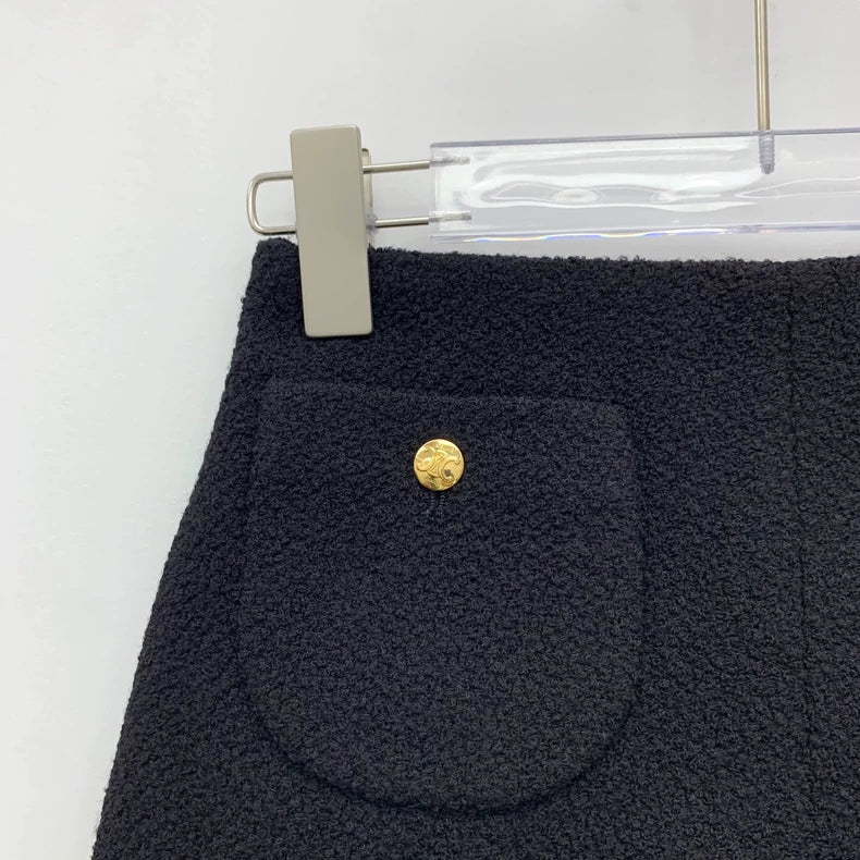 Celine Black Wool Casual Shorts