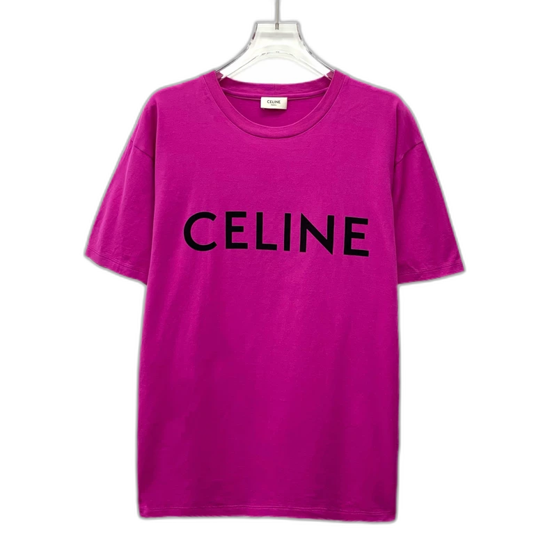 Celine Pink Logo Cotton T-Shirt