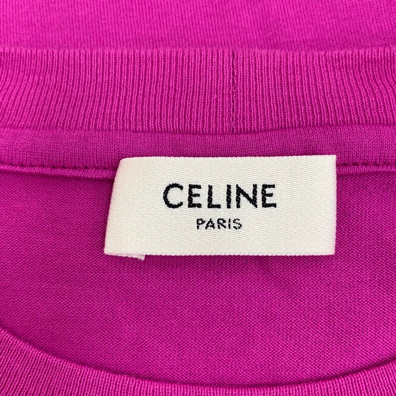 Celine Pink Logo Cotton T-Shirt
