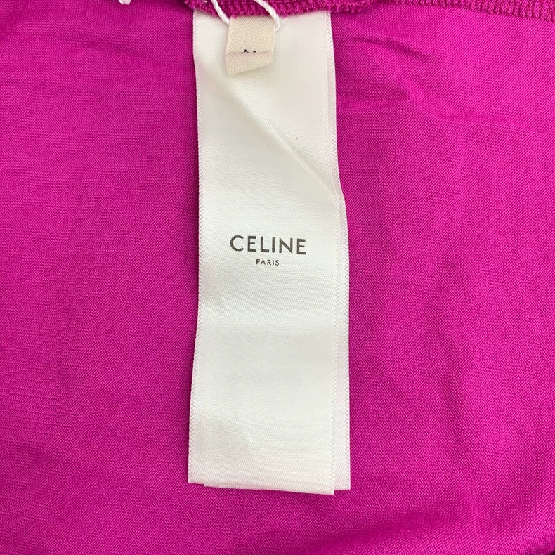 Celine Pink Logo Cotton T-Shirt