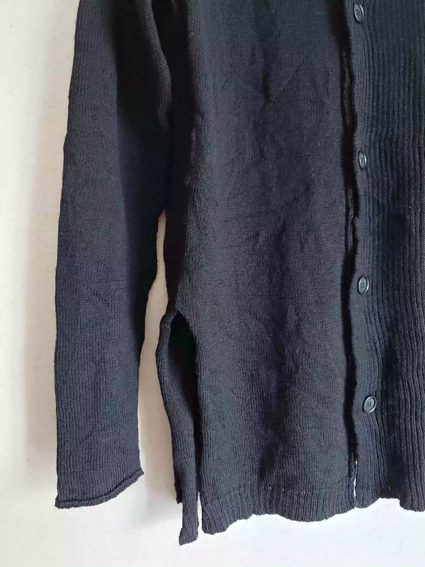 Yamamoto Yohji Main Line Pure Wool Wrinkled Sweater Cardigan