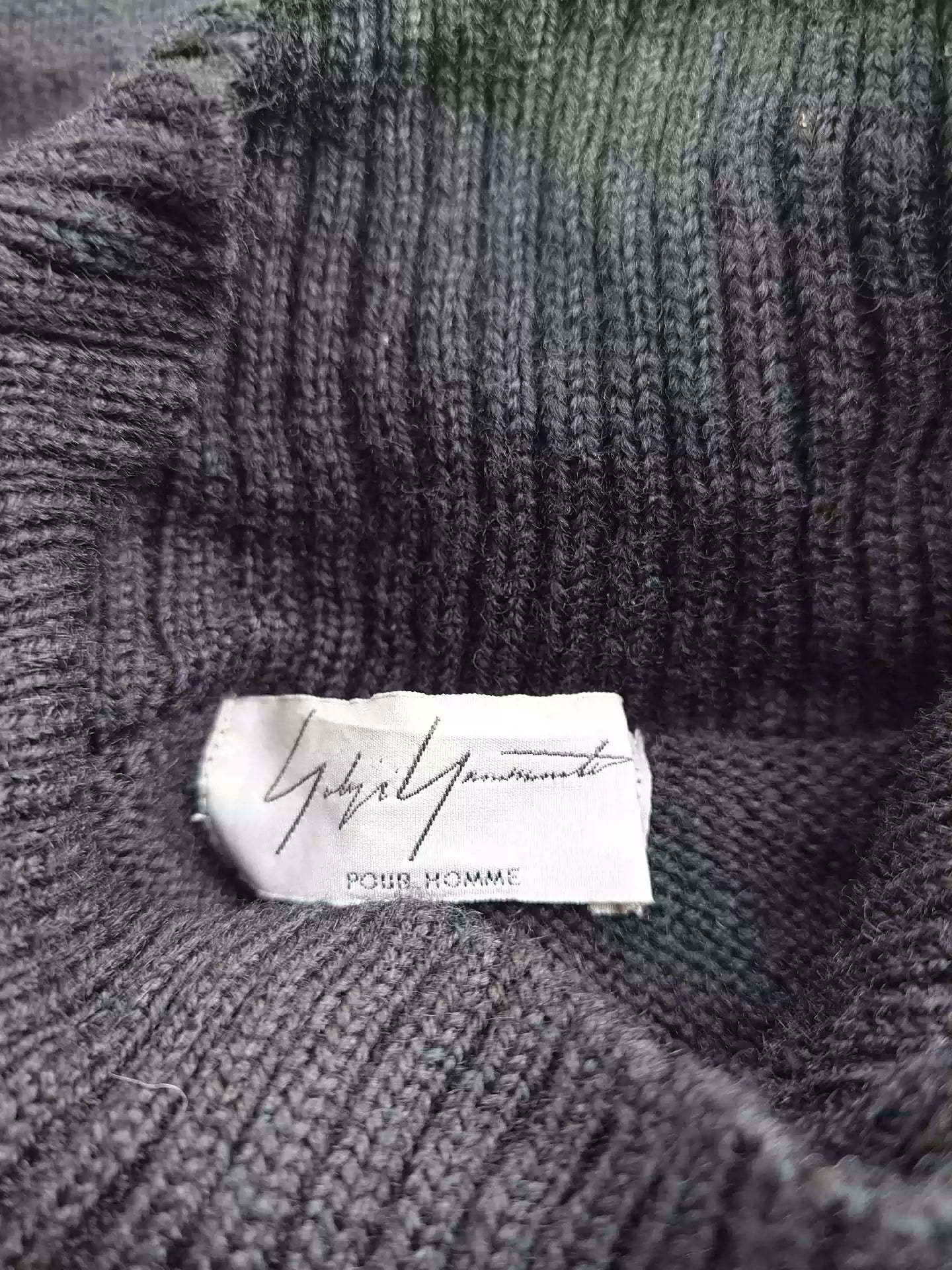 Yamamoto Yohji Main Line Pure Wool Wrinkled Sweater Cardigan