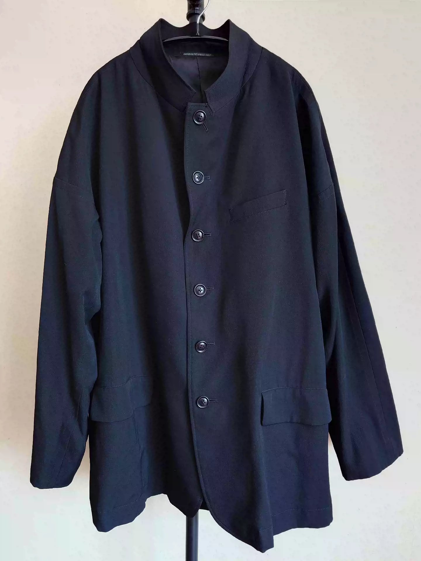 Yohji Yamamoto Catwalk Off-shoulder Blazer Jacket In Pure Wool Gabardine