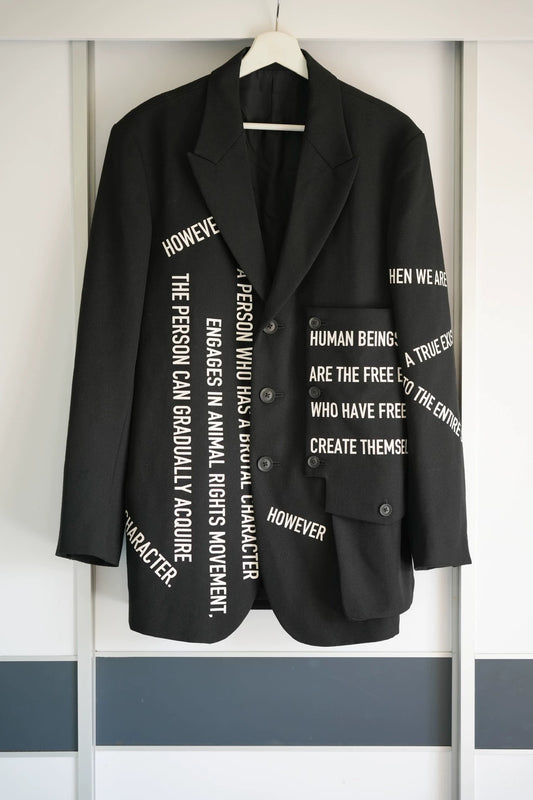 Yohji Yamamoto 21aw slogan subtitle suit jacket