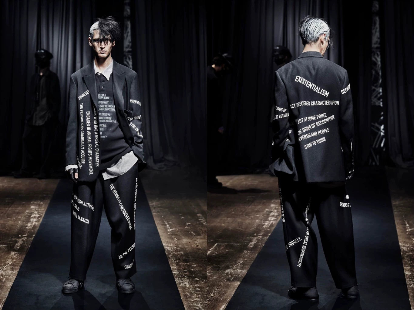 Yohji Yamamoto 21aw slogan subtitle suit jacket