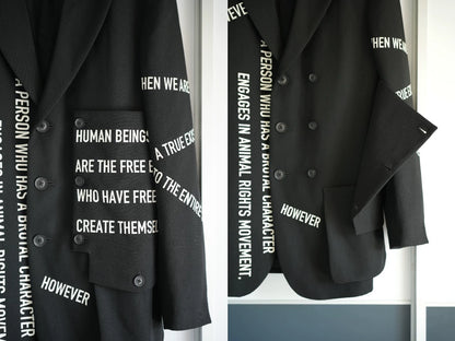 Yohji Yamamoto 21aw slogan subtitle suit jacket