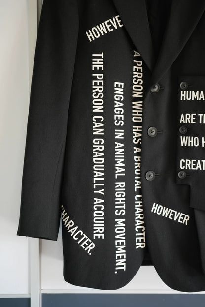 Yohji Yamamoto 21aw slogan subtitle suit jacket