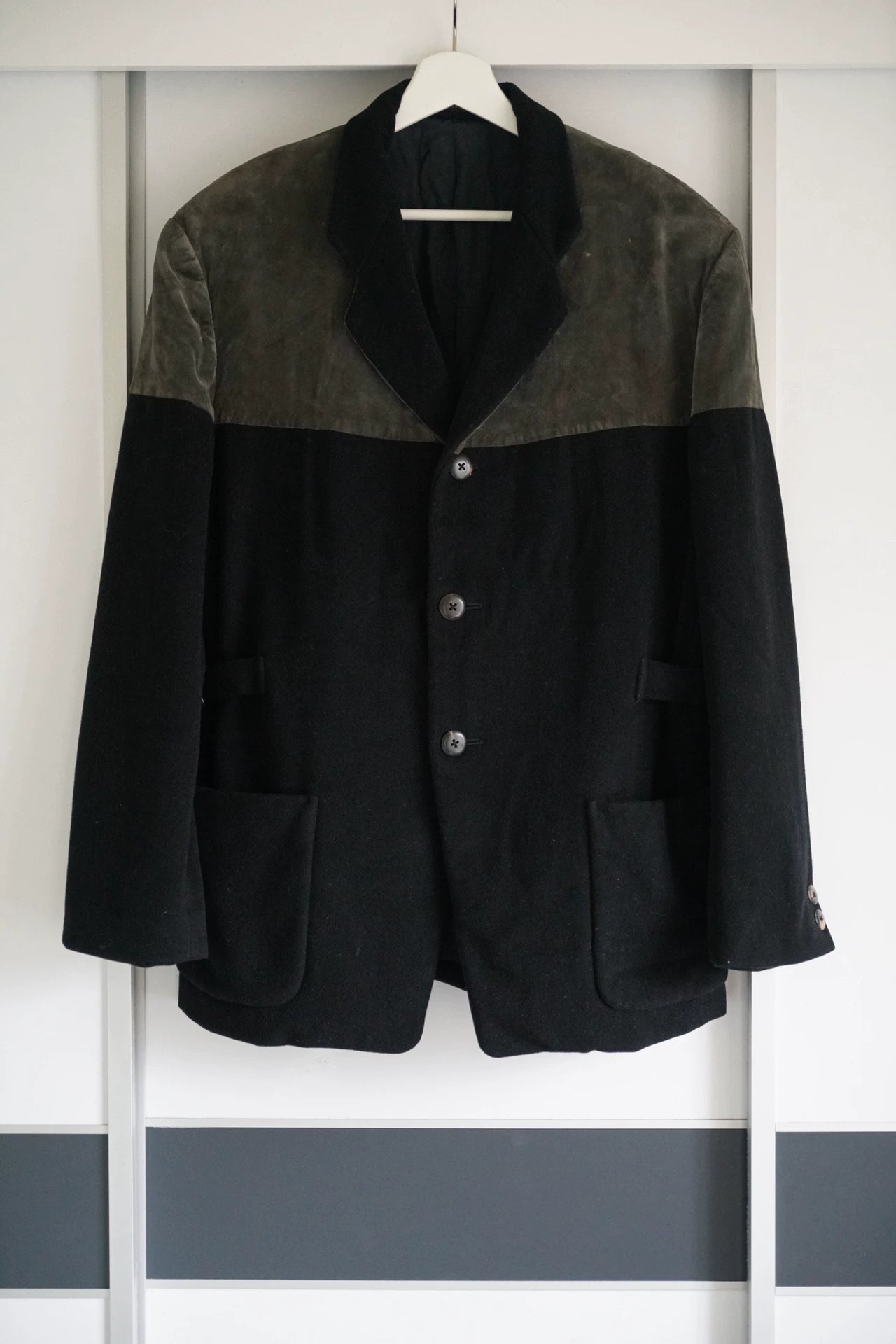 Yohji Yamamoto 88aw Moss Green Velvet Splicing Suit jacket