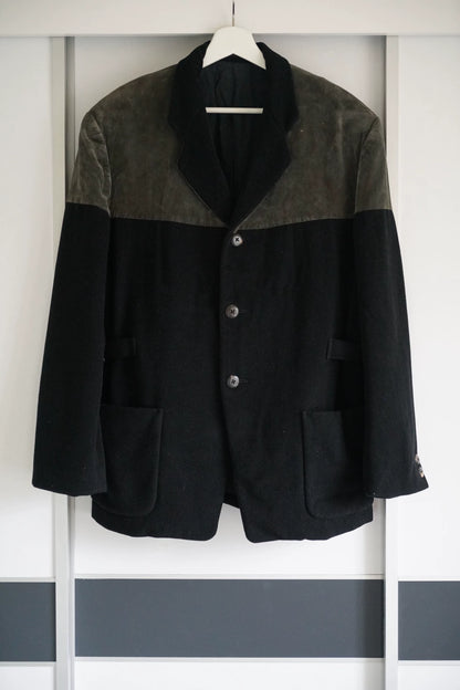 Yohji Yamamoto 88aw Moss Green Velvet Splicing Suit jacket