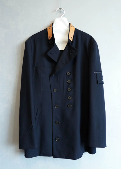 Yohji Yamamoto 08AW Centennial Leather Collar Double breasted Jacket