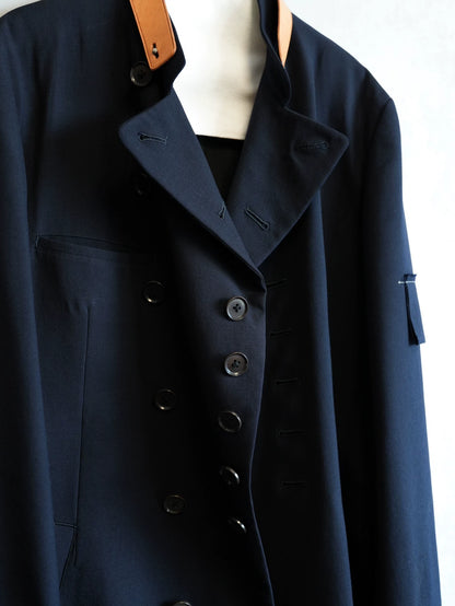 Yohji Yamamoto 08AW Centennial Leather Collar Double breasted Jacket