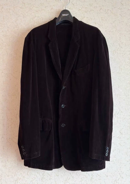 Y'S For Men 80S Red Wine Brown Velvet Jacket - DMC