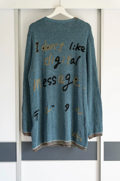 Yohji Yamamoto 22ss slogan graffiti silk sweater