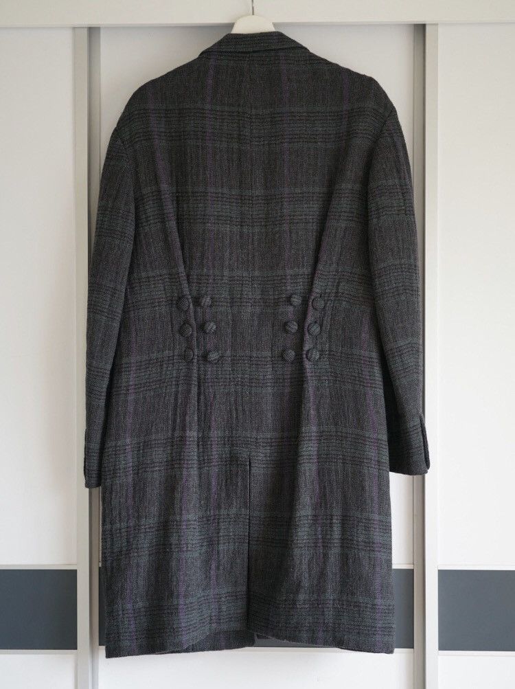 Yohji Yamamoto 12Aw Blue Purple Checked Jade Worm Coat - DMC