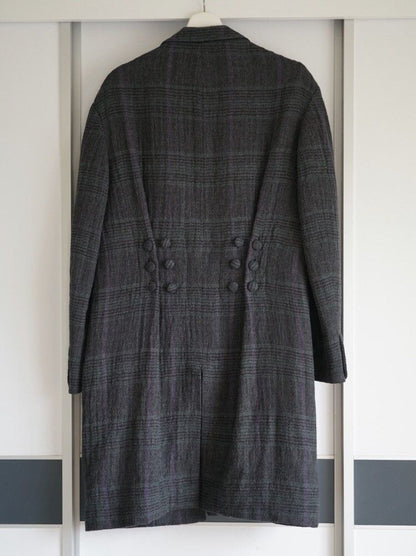 Yohji Yamamoto 12Aw Blue Purple Checked Jade Worm Coat - DMC