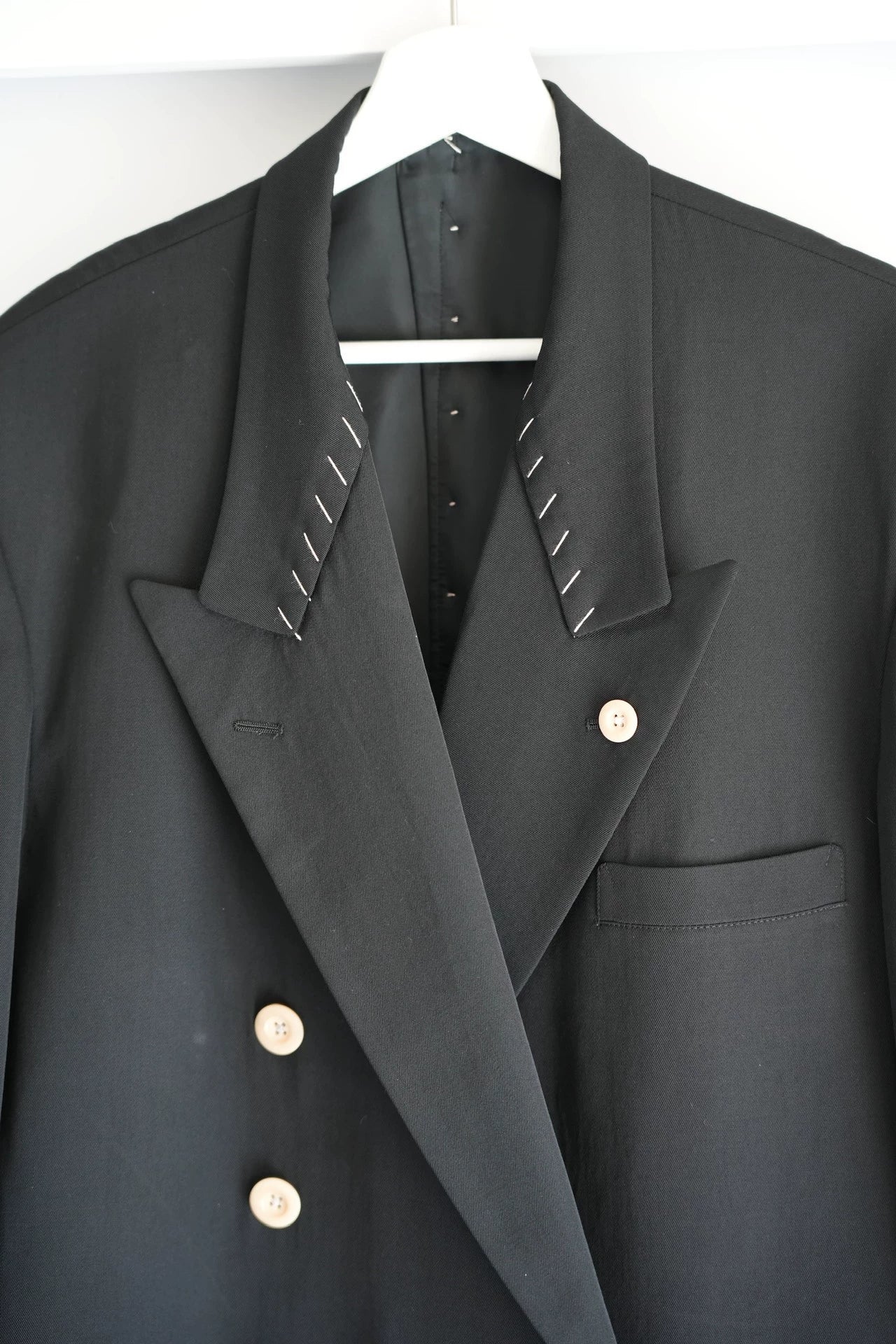 Yohji Yamamoto 98aw white button hand sewn open thread suit jacket