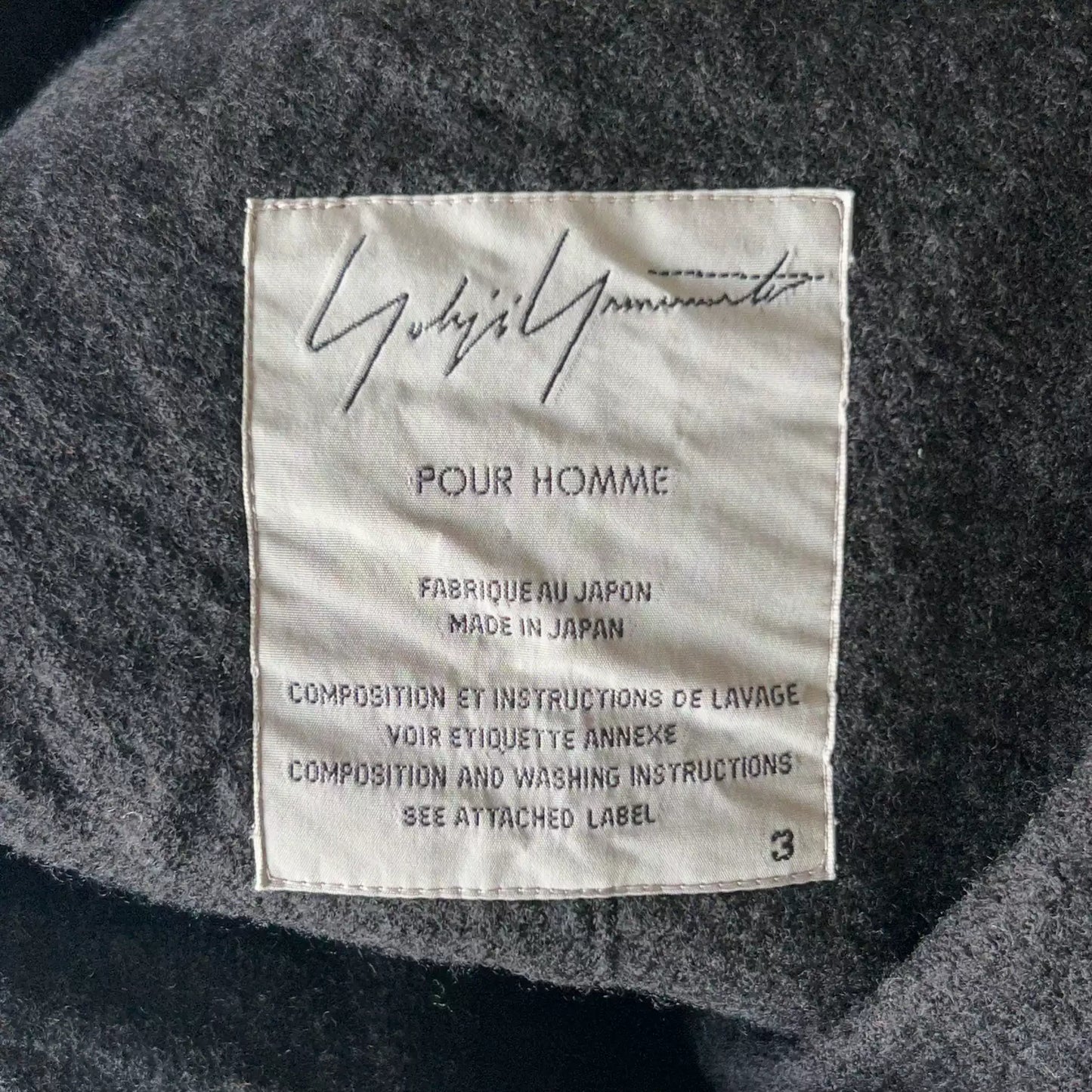 Yohji Yamamoto 12aw Fleece Black Blazer