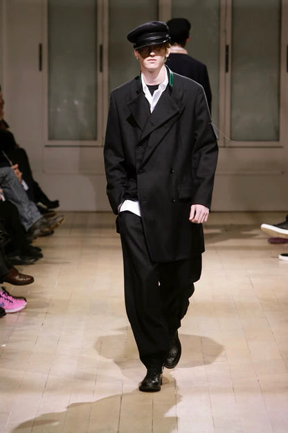 Yohji Yamamoto 08AW Centennial Leather Collar Double layer Double breasted Jacket