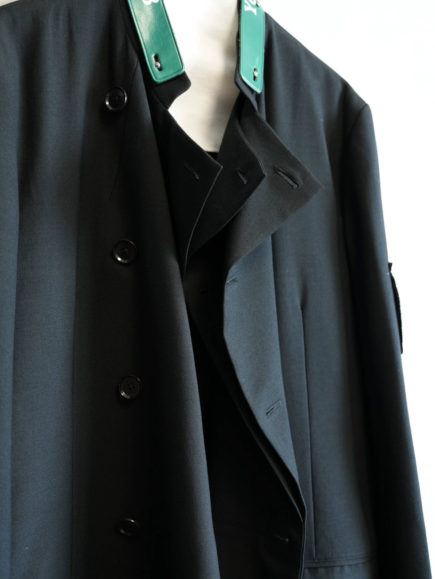 Yohji Yamamoto 08AW Centennial Leather Collar Double layer Double breasted Jacket