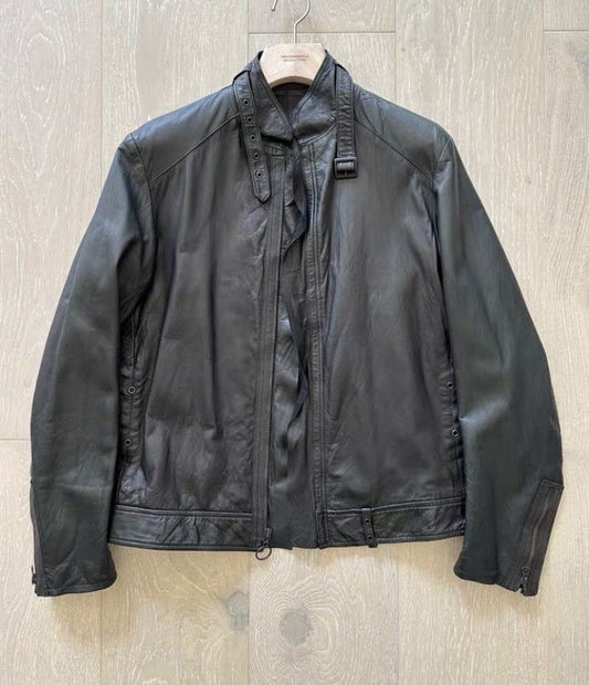 Yohji Yamamoto Kangaroo Stand Collar Leather Jacket - DMC